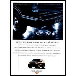 1995 Chevy Blazer 4 Door SUV Vintage Print Ad Spare Tire Wall Art Photo